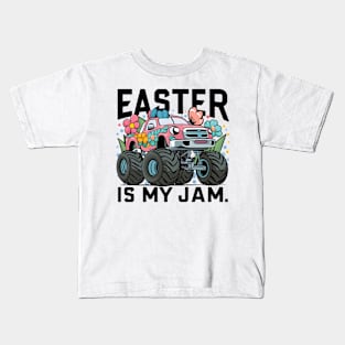 Happy Boys Easter Is My Jam Monster Truck Bunny Kids Women Kids T-Shirt